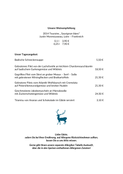 Unsere Weinempfehlung 2014 Touraine „ Sauvignon blanc“ Justin