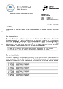 Gottesdienste 2015-2016 Elternbrief