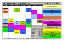 Gruppenfitness KURSboutique G&uuml;ltig ab 01.09.2015