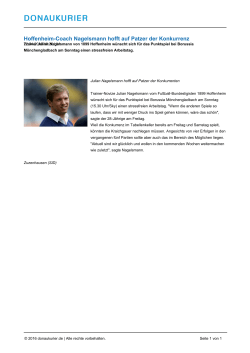 Hoffenheim-Coach Nagelsmann hofft auf Patzer der