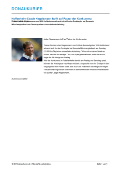 Hoffenheim-Coach Nagelsmann hofft auf Patzer der