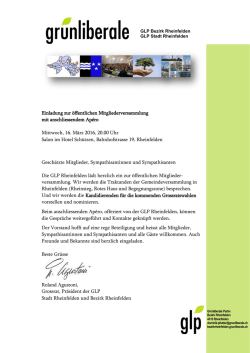 GLP: Mitgliederversammlung 16. M&auml;rz 2016