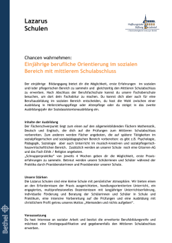 Informationsblatt Berufsfachschule f&uuml;r Sozialwesen - Lazarus