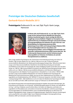 Preisträger der Deutschen Diabetes Gesellschaft Gerhardt