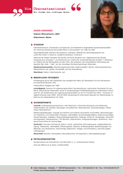 Profil – Karin Hohensee - Die