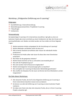 Workshop „Erfolgreiche Einführung von E-Learning“