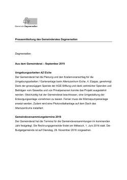Pressemitteilung des Gemeinderates Dagmersellen Dagmersellen