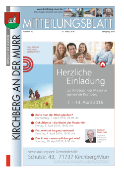 Mitteilungsblatt Nr. 13/2016 - Gemeinde Kirchberg an der Murr