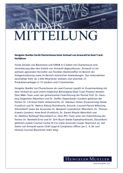 Hengeler Mueller ber&auml;t Charterhouse beim Verkauf von Armacell im
