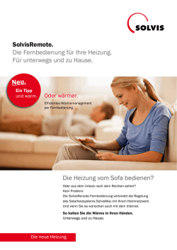 SolvisRemote. Die Fernbedienung f&uuml;r Ihre Heizung. F&uuml;r unterwegs
