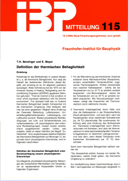 Definition der thermischen Behaglichkeit - Fraunhofer