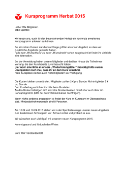 Kursprogramm Herbst 2015