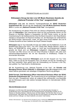 Kilimanjaro Group bei den Live UK Music Business Awards als