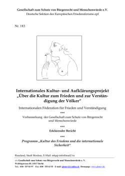 Nr.183 Über die Kultur zum Frieden und zue Verständigung der Völker