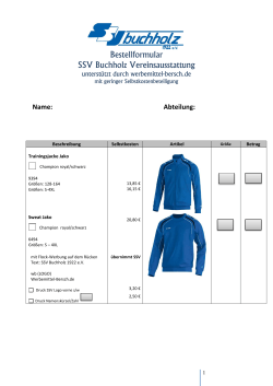 Bestellformular SSV Buchholz Vereinsausstattung