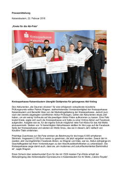 Knete für die Abi-Fete - Kreissparkasse Kaiserslautern