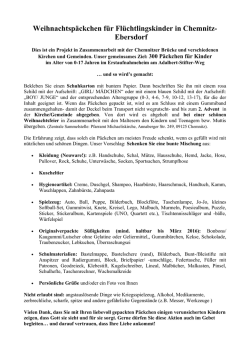 Infoblatt Weihnachtsp&auml;ckchen 2015