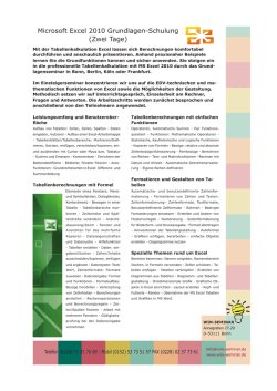 Seminarinhalte Excel Grundlagen ausdrucken (PDF 140 kb)