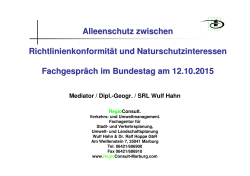 Präsentation Wulf Hahn, Regio Consult: Alleenschutz und Artenschutz