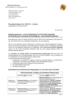 Entlassungsschutz - Neu für Anstellungen ab 07. März 2015