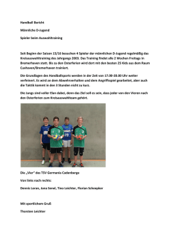 Handball Bericht M&auml;nnliche D-Jugend Spieler beim Auswahltraining