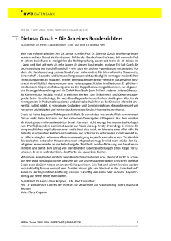 Dietmar Gosch – Die Ära eines Bundesrichters
