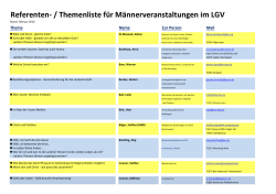 Referenten- / Themenliste für Männerveranstaltungen im LGV