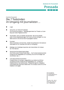 Checkliste: Umgang mit Journalisten