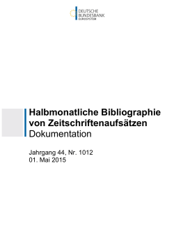 Halbmonatliche Bibliographie von Zeitschriftenaufsätzen 01.05.2015