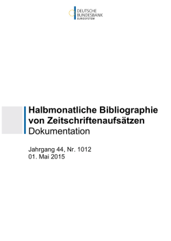 Halbmonatliche Bibliographie von Zeitschriftenaufs&auml;tzen 01.05.2015