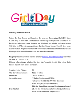Girls Day 2016 in der BITBW_Homepage