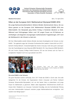 Silber an der European Girls` Mathematical Olympiad EGMO 2016