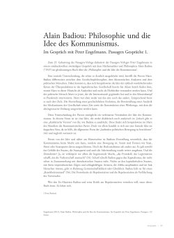 Alain Badiou: Philosophie und die Idee des Kommunismus.