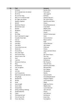 Nr. Titel Interpret 1 9 Crimes Damien Rice 2 Ain`t nobody loves me