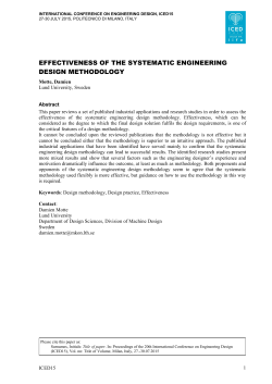 effectiveness of the systematic engineering design methodology