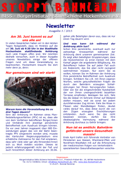 Newsletter - BISS - Bürgerinitiative Stille Schiene Hockenheim eV