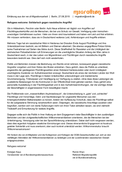 Refugees welcome: Solidarisch gegen rassistische Angriffe!