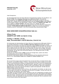 NEUE MÜNCHNER SCHAUSPIELSCHULE lädt ein: Offene