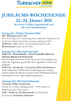 JUBIL&Auml;UMS-WOCHENENDE 22.-24. J&auml;nner 2016 - Stadl