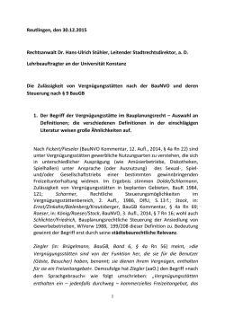 Die Zul&auml;ssigkeit von Vergn&uuml;gungsst&auml;tten nach der BauNVO und