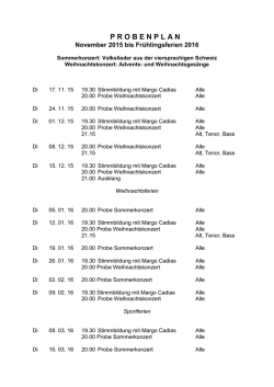 Probenplan Anfang 2016