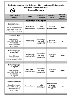Gruppe HOM 4. Quartal - Lebenshilfe Saarpfalz