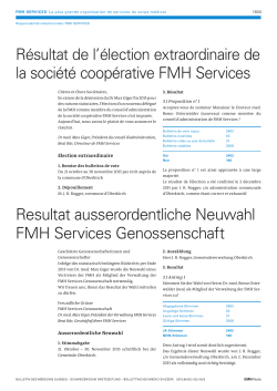 Resultat ausserordentliche Neuwahl FMH Services Genossenschaft