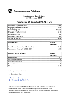 Einwohnergemeinde Walkringen Ersatzwahlen Gemeinderat 29