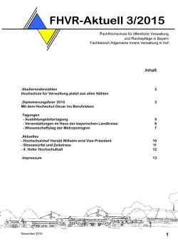 FHVR-Aktuell 3/2015 - Fachhochschule f&uuml;r &ouml;ffentliche Verwaltung