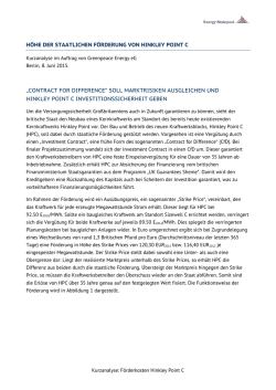 H&ouml;he der staatlichen F&ouml;rderung von Hinkley Point C