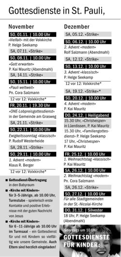 Gottesdienste in St. Pauli