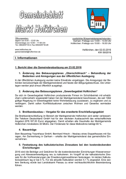I. Informationen - Markt Hofkirchen