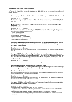 Im Rahmen der &ouml;ffentlichen Gemeinderatssitzung