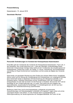Pressemitteilung Kaiserslautern, 15. Januar 2016 Geordneter